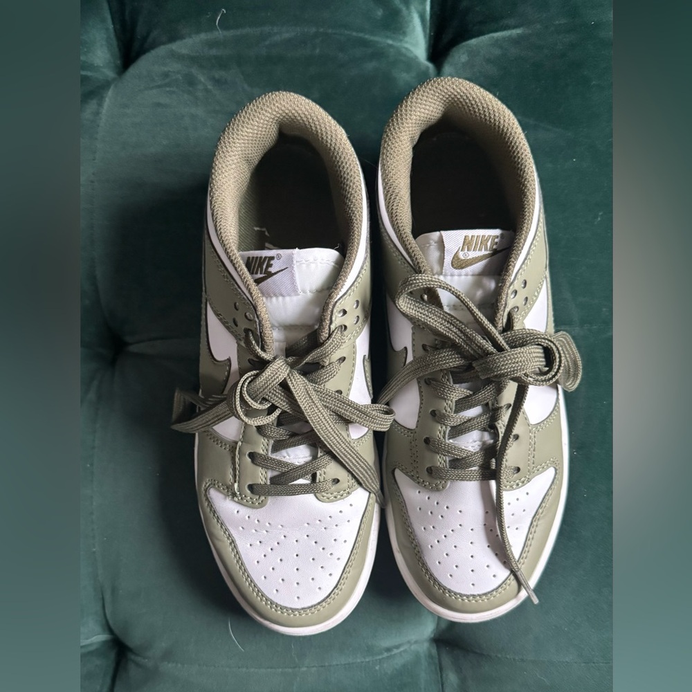 Nike Low Dunks. Olive green size 6.5/37 women’s. TTS